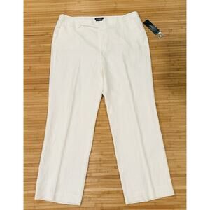 Lauren Ralph Lauren White Devrouax Linen Lined Pants Wide Leg Womens 18W NWT$149